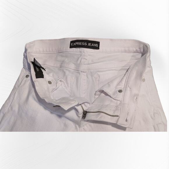 Express White Denim Jeans Legging Mid Rise Stretch Size 4R - Picture 4 of 7